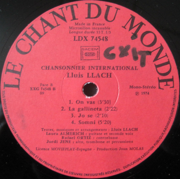 Lluis Llach - L'Estaca | Le Chant Du Monde (LDX 74547/48) - 4
