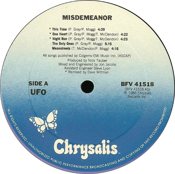 UFO - Misdemeanor | Chrysalis (BFV 41518) - 3