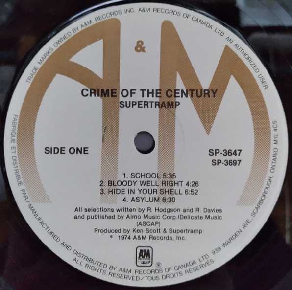 Supertramp - Crime Of The Century | A&M Records (SP-3647) - 3 Supertramp - Crime Of The Century | A&M Records (SP-3647) - 3