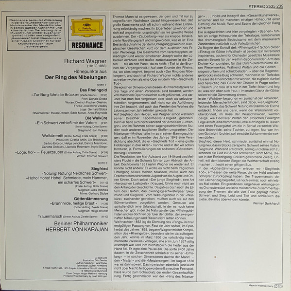 Richard Wagner , Herbert von Karajan , Berliner Philharmoniker - Höhepunkte Aus "Der Ring Des Nibelungen" | Deutsche Grammophon (2535 239) - 2