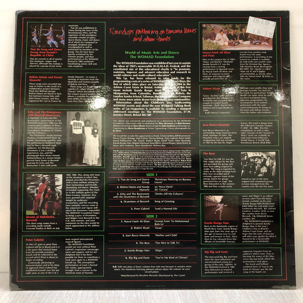 Various - Raindrops Pattering On Banana Leaves And Other Tunes - A WOMAD Benefit LP | Womad Records (WOMAD001) - 2 Various - Raindrops Pattering On Banana Leaves And Other Tunes - A WOMAD Benefit LP | Womad Records (WOMAD001) - 2