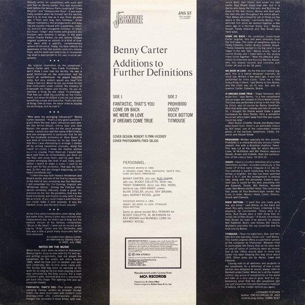 Benny Carter - Additions To Further Definitions | Jasmine Records (JAS 57) - 3