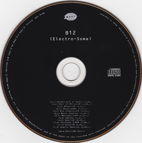 B12 - Electro-Soma | Warp Records (WARP CD9) - 3