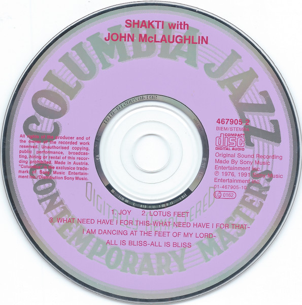 Shakti - Shakti With John McLaughlin | Columbia (467905 2) - 4