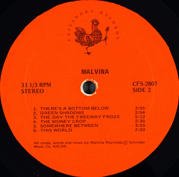 Malvina Reynolds - Malvina | Cassandra Records (CFS-2807) - 4 Malvina Reynolds - Malvina | Cassandra Records (CFS-2807) - 4