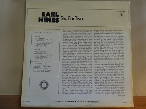 Earl Hines - Tea For Two | Black Lion Records (BLP 278.107) - 2 Earl Hines - Tea For Two | Black Lion Records (BLP 278.107) - 2