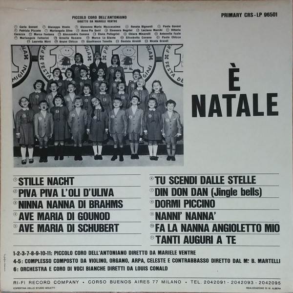 Piccolo Coro Dell'Antoniano Diretto Da Mariele Ventre - È Natale | Rifi (CRS-LP 96501) - 2 Piccolo Coro Dell'Antoniano Diretto Da Mariele Ventre - È Natale | Rifi (CRS-LP 96501) - 2