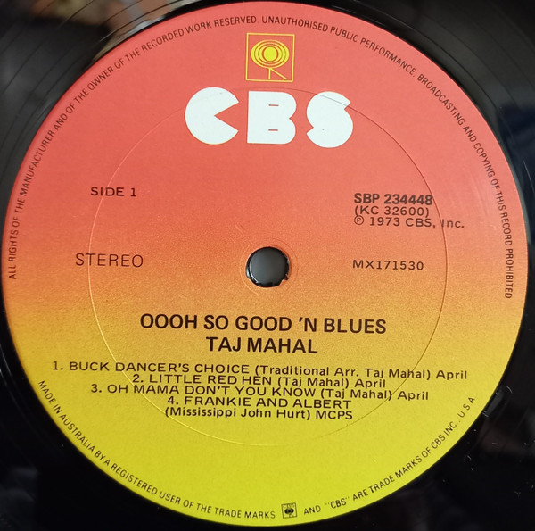 Taj Mahal - Oooh So Good 'n Blues | CBS (SBP 234448) - 3