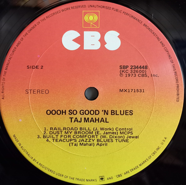 Taj Mahal - Oooh So Good 'n Blues | CBS (SBP 234448) - 4