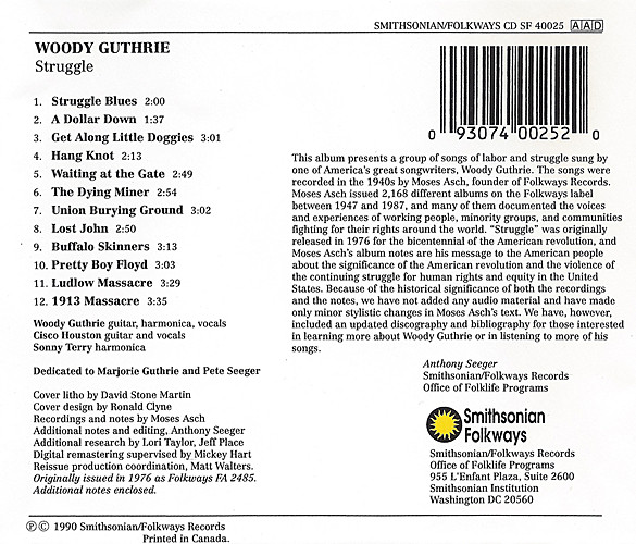 Woody Guthrie - Struggle | Smithsonian Folkways (CD SF 40025) - 2 Woody Guthrie - Struggle | Smithsonian Folkways (CD SF 40025) - 2