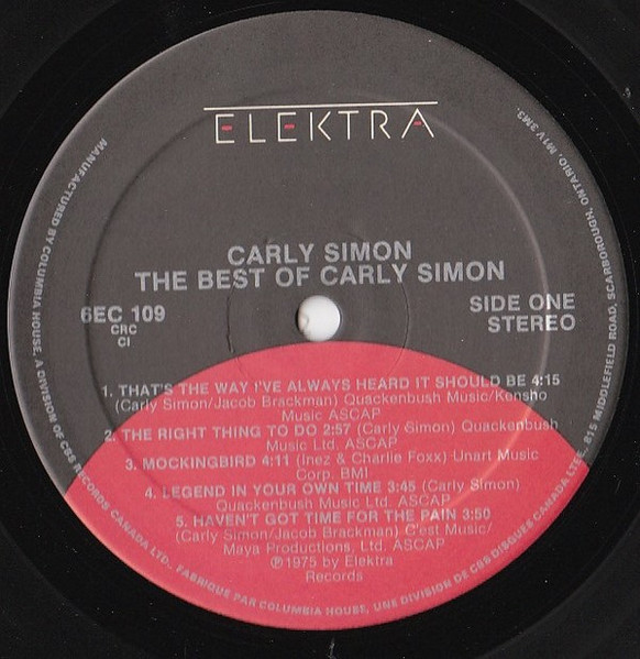 Carly Simon - The Best Of Carly Simon | Elektra (6EC 109) - 2 Carly Simon - The Best Of Carly Simon | Elektra (6EC 109) - 2