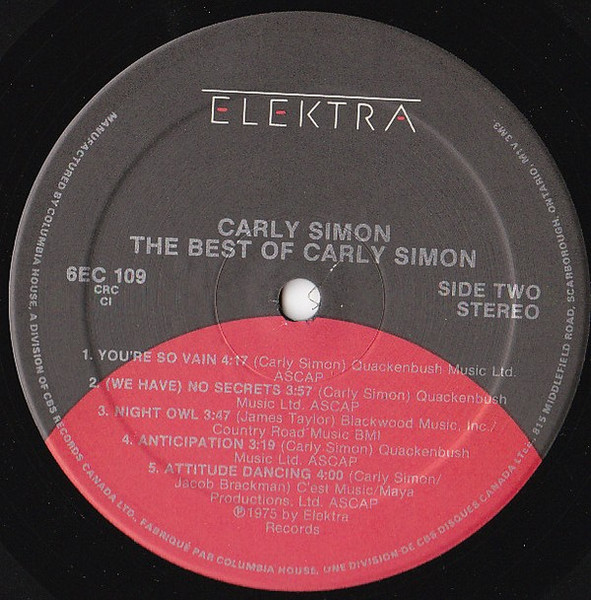 Carly Simon - The Best Of Carly Simon | Elektra (6EC 109) - 3 Carly Simon - The Best Of Carly Simon | Elektra (6EC 109) - 3