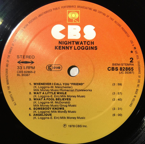 Kenny Loggins - Nightwatch | CBS (CBS 82865) - 4