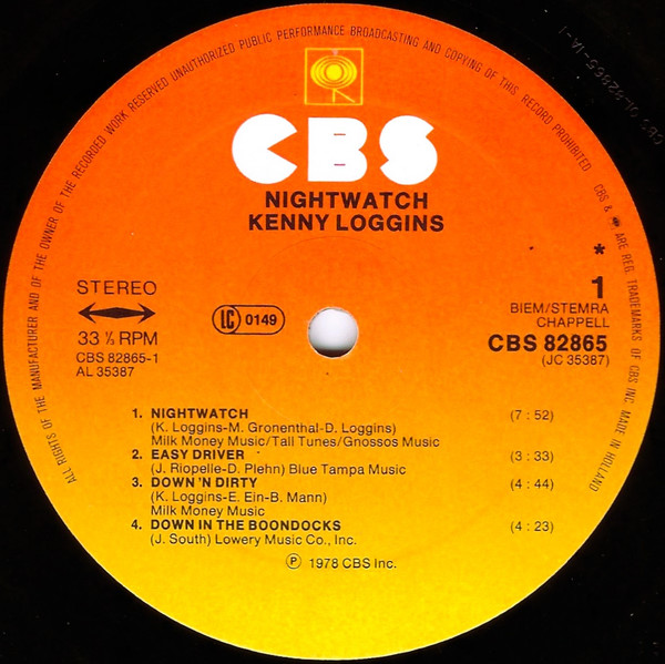 Kenny Loggins - Nightwatch | CBS (CBS 82865) - 3