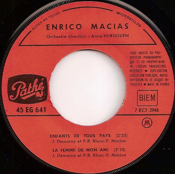 Enrico Macias - Vagabonds Sans Rivage | Pathé (EG 641) - 4