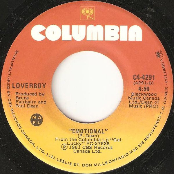 Loverboy - Working For The Weekend / Emotional (7") [Vinyl] | Columbia (C4-4291) - 2