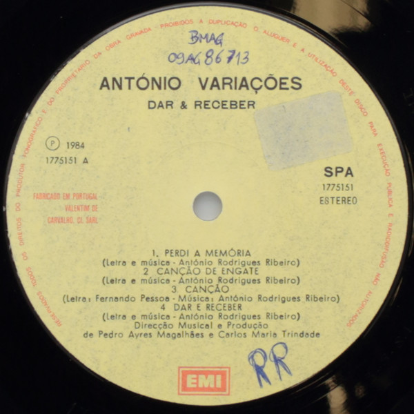 António Variações - Dar & Receber | EMI (1775151) - 3 António Variações - Dar & Receber | EMI (1775151) - 3