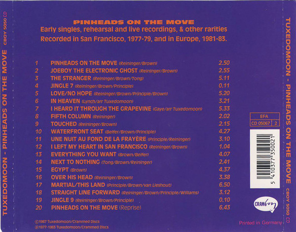 Tuxedomoon - Pinheads On The Move | Cramboy (CBOY 5050 CD) - 2 Tuxedomoon - Pinheads On The Move | Cramboy (CBOY 5050 CD) - 2