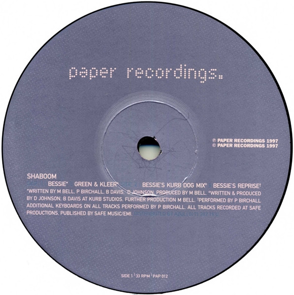 Shaboom - Bessie | Paper Recordings (PAP 012) - main Shaboom - Bessie | Paper Recordings (PAP 012) - main