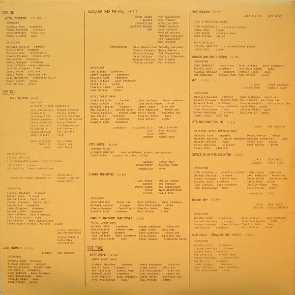 Carla Bley / Paul Haines , The Jazz Composer's Orchestra - Escalator Over The Hill | JCOA Records (JT 4001) - 2