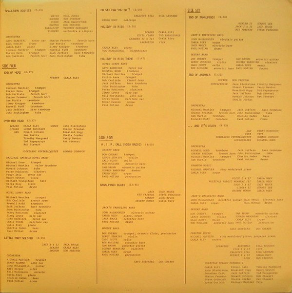 Carla Bley / Paul Haines , The Jazz Composer's Orchestra - Escalator Over The Hill | JCOA Records (JT 4001) - 3