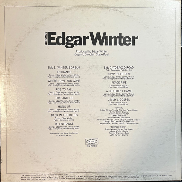 Edgar Winter - Entrance | Epic (BN 26503) - 2 Edgar Winter - Entrance | Epic (BN 26503) - 2