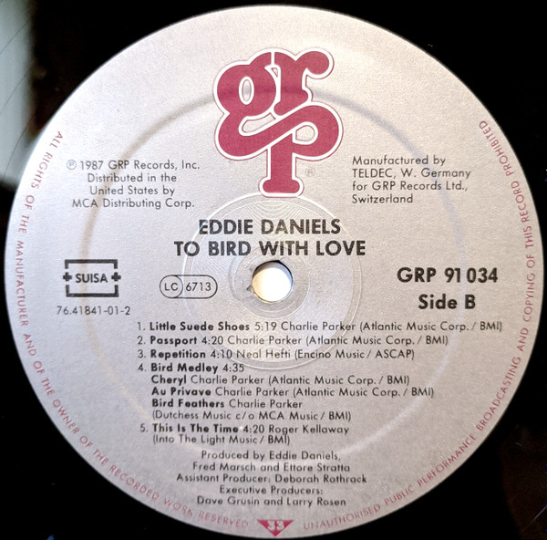 Eddie Daniels - To Bird With Love | GRP (GRP 91034) - 4 Eddie Daniels - To Bird With Love | GRP (GRP 91034) - 4