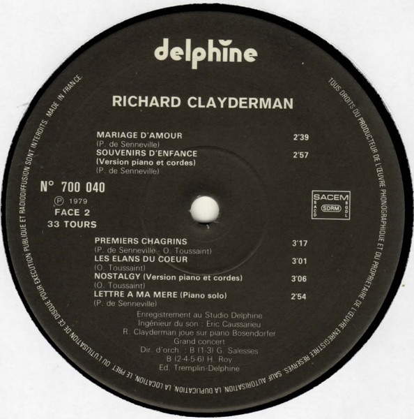 Richard Clayderman - Lettre À Ma Mère | Delphine (700 040) - 4 Richard Clayderman - Lettre À Ma Mère | Delphine (700 040) - 4