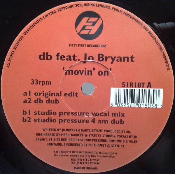 D.B. Feat. Jo Bryant - Movin' On | Fifty First Recordings (51R18T) - main D.B. Feat. Jo Bryant - Movin' On | Fifty First Recordings (51R18T) - main