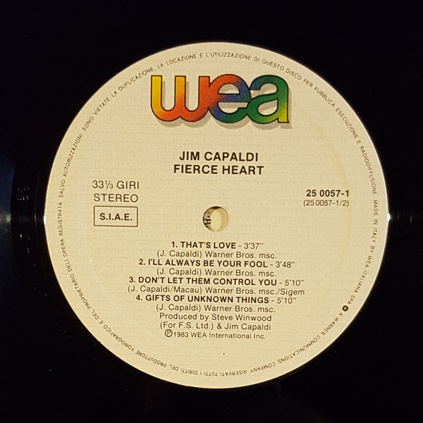 Jim Capaldi - Fierce Heart | WEA (25 0057-1) - 4