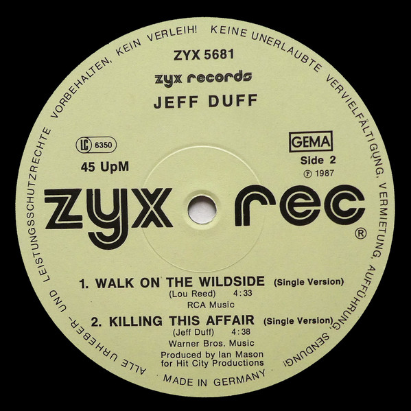 Jeff Duff - Walk On The Wildside | ZYX Records (ZYX 5681) - 4 Jeff Duff - Walk On The Wildside | ZYX Records (ZYX 5681) - 4
