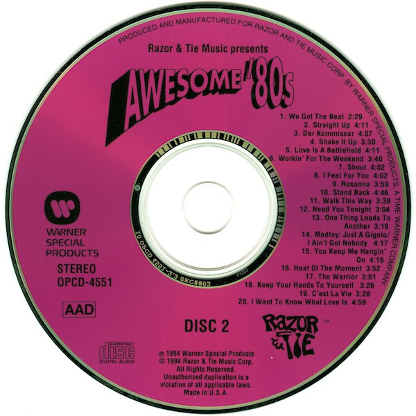 Various - Awesome '80s | Razor & Tie (OPCD-4551) - 4 Various - Awesome '80s | Razor & Tie (OPCD-4551) - 4