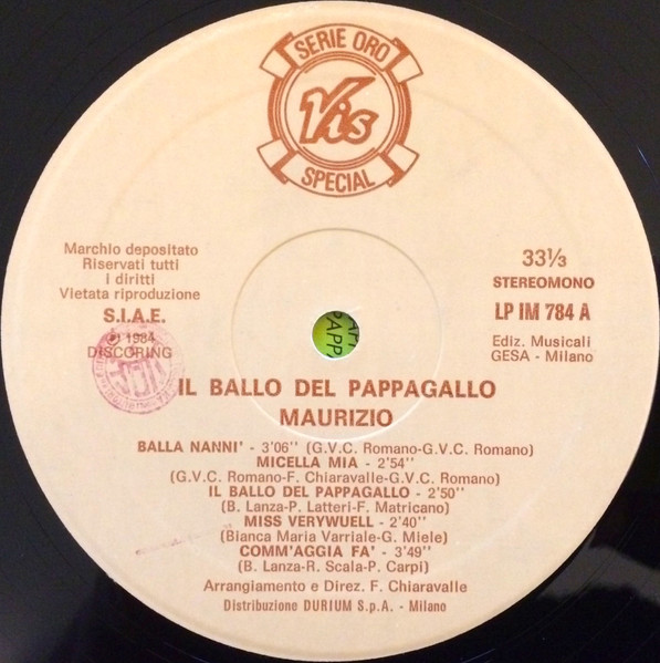 Maurizio - Il Ballo Del Pappagallo | Vis Radio (LP IM 784) - 3