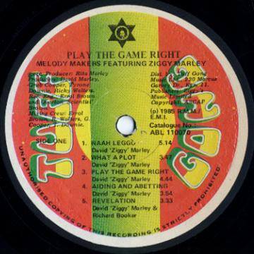 The Melody Makers Feat Ziggy Marley - Play The Game Right | Tuff Gong (ABL 110070) - 2 The Melody Makers Feat Ziggy Marley - Play The Game Right | Tuff Gong (ABL 110070) - 2