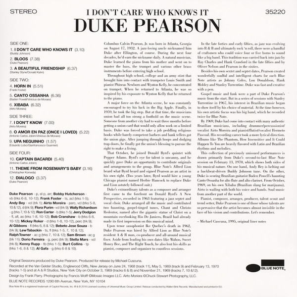 Duke Pearson - I Don't Care Who Knows It | WallenBink (WB001) - 2 Duke Pearson - I Don't Care Who Knows It | WallenBink (WB001) - 2