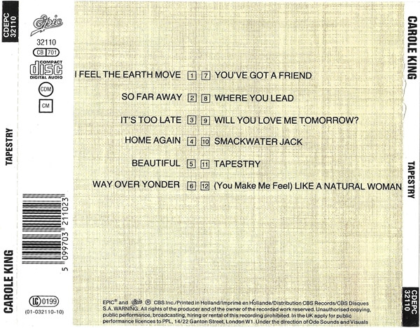 Carole King - Tapestry | Epic (CDEPC 32110) - 3