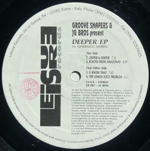 Groove Shapers & JG Bros. - Deeper EP | Leisure Records (LR 007) - main Groove Shapers & JG Bros. - Deeper EP | Leisure Records (LR 007) - main