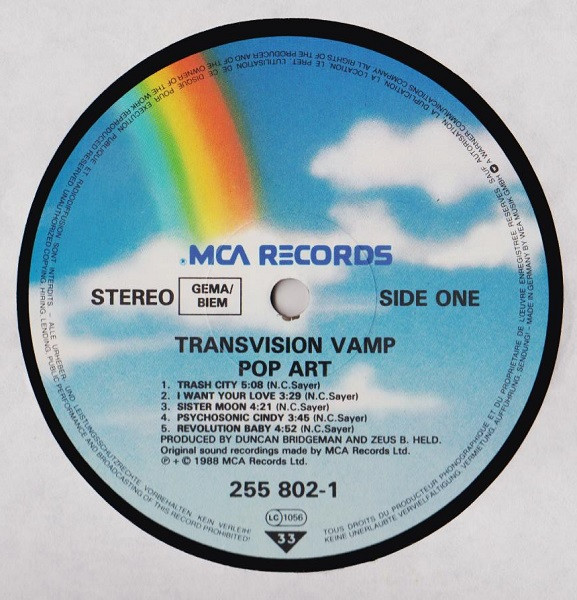 Transvision Vamp - Pop Art | MCA Records (255 802-1) - 2