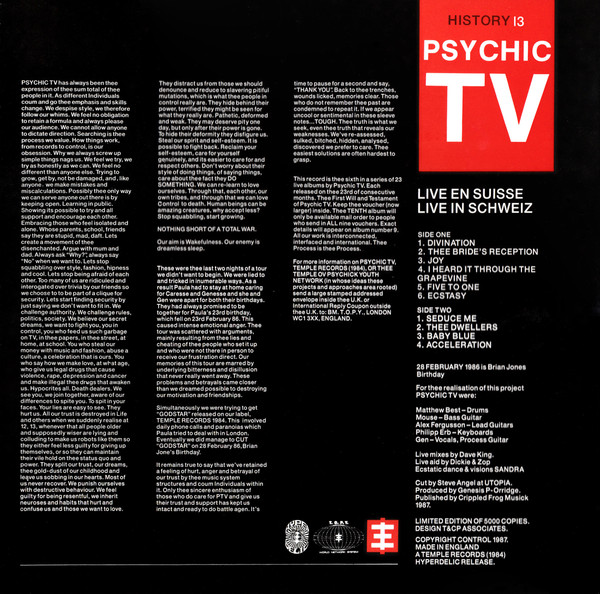 Psychic TV - Live En Suisse | Temple Records (TOPY 027) - 2 Psychic TV - Live En Suisse | Temple Records (TOPY 027) - 2