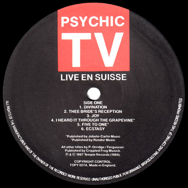Psychic TV - Live En Suisse | Temple Records (TOPY 027) - 3 Psychic TV - Live En Suisse | Temple Records (TOPY 027) - 3
