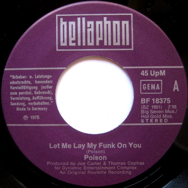 Poison - Let Me Lay My Funk On You / Bring It All Back Home | Bellaphon (BF 18375) - 3