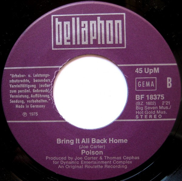 Poison - Let Me Lay My Funk On You / Bring It All Back Home | Bellaphon (BF 18375) - 4