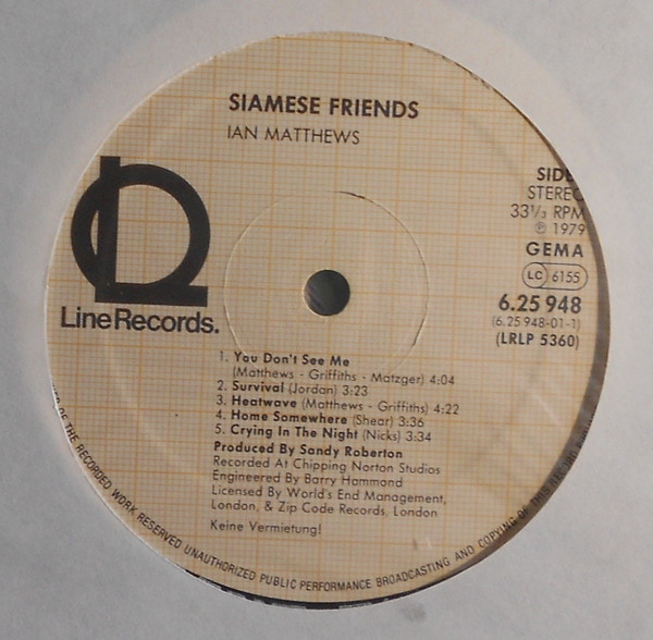 Iain Matthews - Siamese Friends | Line Records (6.25948) - 3 Iain Matthews - Siamese Friends | Line Records (6.25948) - 3