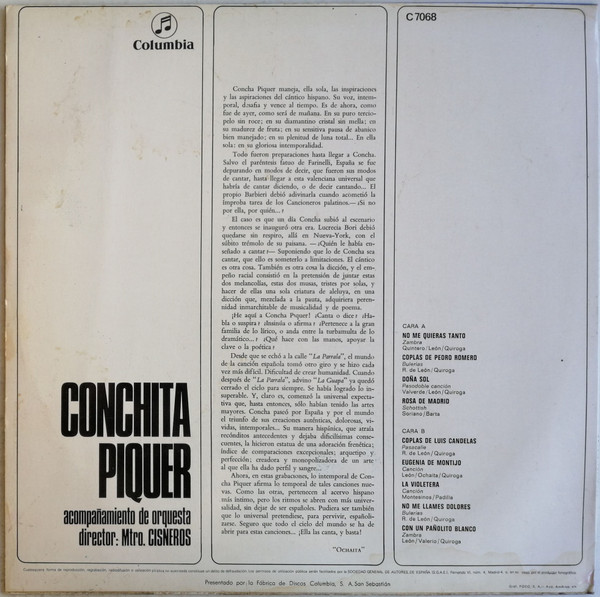 Conchita Piquer - Conchita Piquer | Columbia (C 7068) - 2