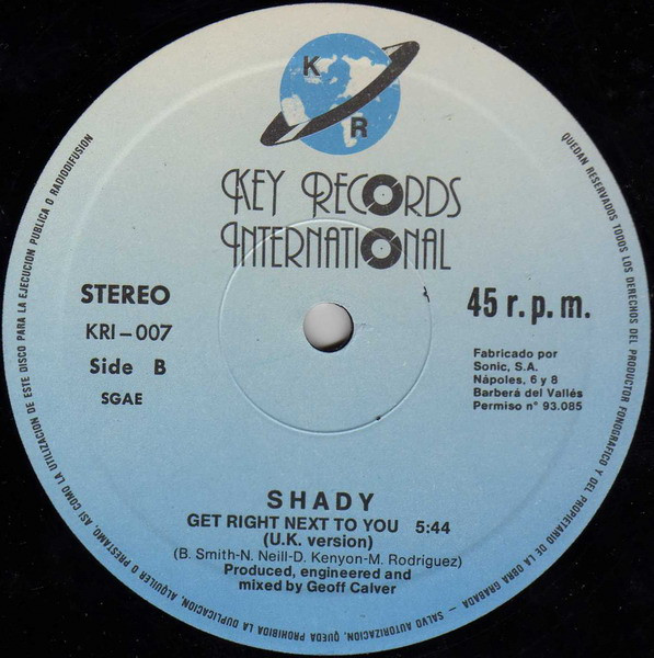 Shady Owens - Get Right Next To You | Key Records Int. (KRI-007) - 2