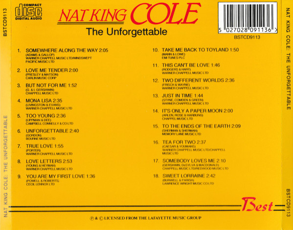 Nat King Cole - The Unforgettable | Best (BSTCD9113) - 2