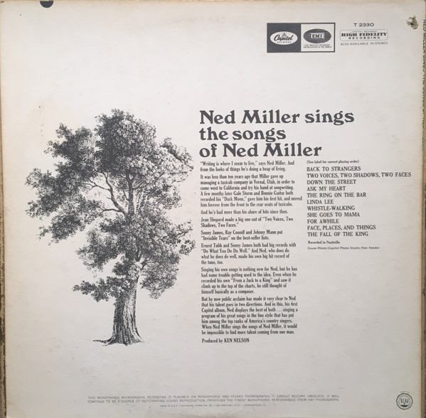 Ned Miller - The Songs Of Ned Miller | Capitol Records (T-2330) - 2