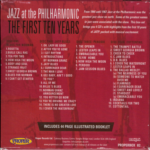 Jazz At The Philharmonic - The First Ten Years BoxSet | Proper Records (PROPERBOX 82) - 2