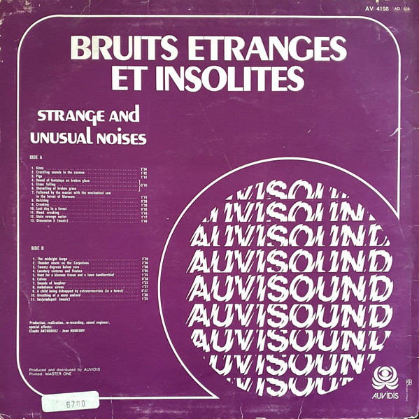 Claude Anthonioz / Jean Humenry - Bruits Etranges Et Insolites | Auvidis (AV 4198) - 2 Claude Anthonioz / Jean Humenry - Bruits Etranges Et Insolites | Auvidis (AV 4198) - 2