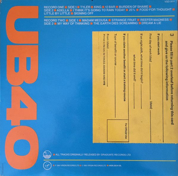 UB40 - The UB40 File | Virgin (VGD 3511) - 2 UB40 - The UB40 File | Virgin (VGD 3511) - 2
